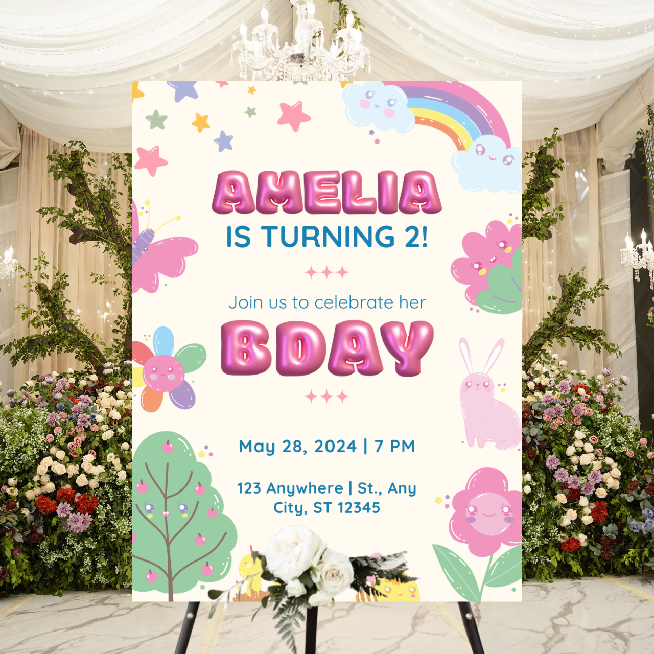 Birthday Welcome Banner - B06 | Chalkboard Banner | Easel Banner