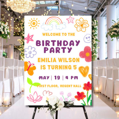 Birthday Welcome Banner - B08 | Chalkboard Banner | Easel Banner