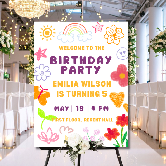 Birthday Welcome Banner - B08 | Chalkboard Banner | Easel Banner