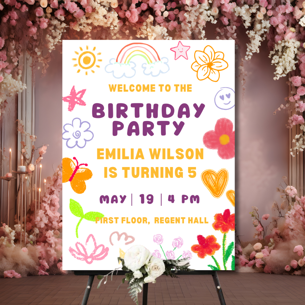 Birthday Welcome Banner - B08 | Chalkboard Banner | Easel Banner