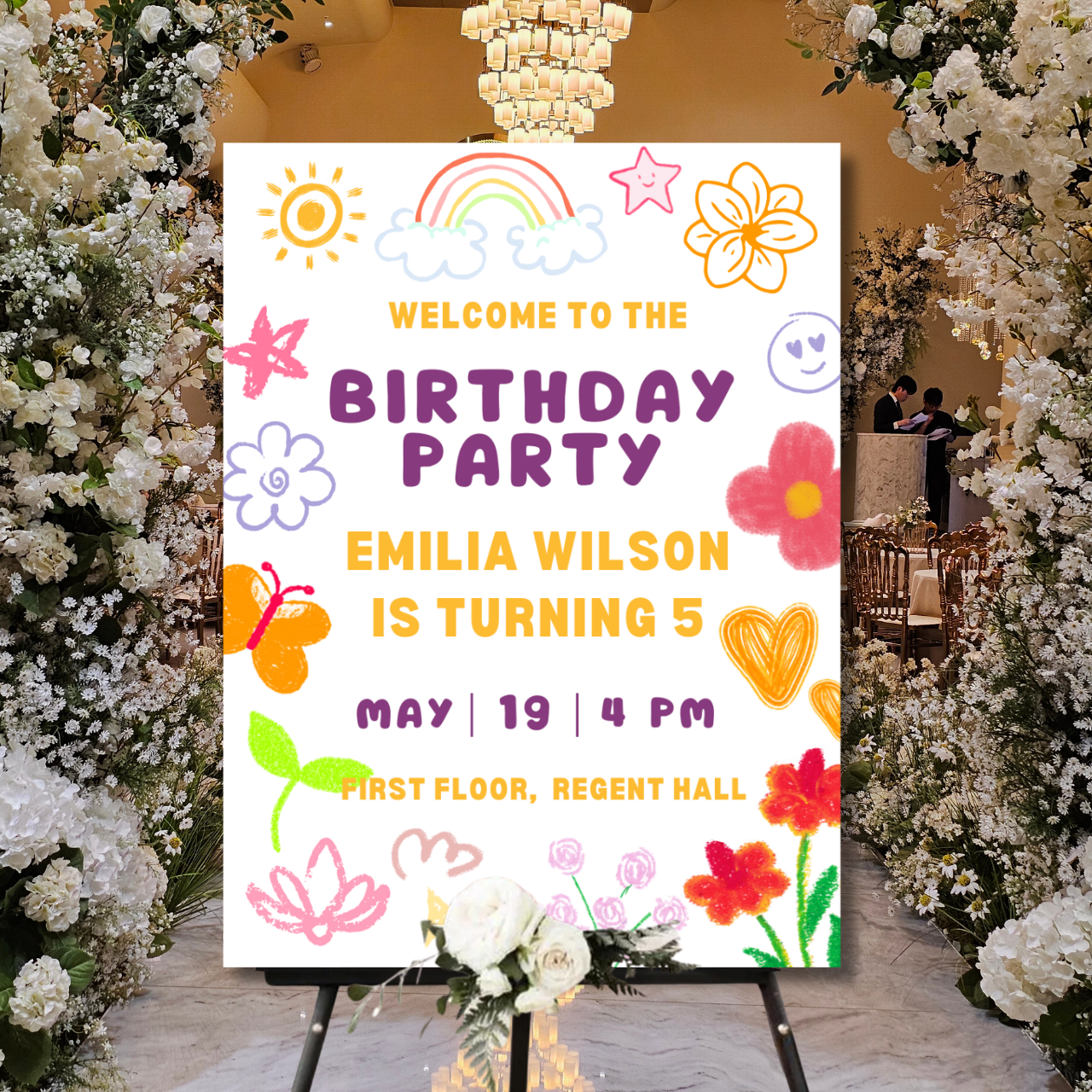 Birthday Welcome Banner - B08 | Chalkboard Banner | Easel Banner