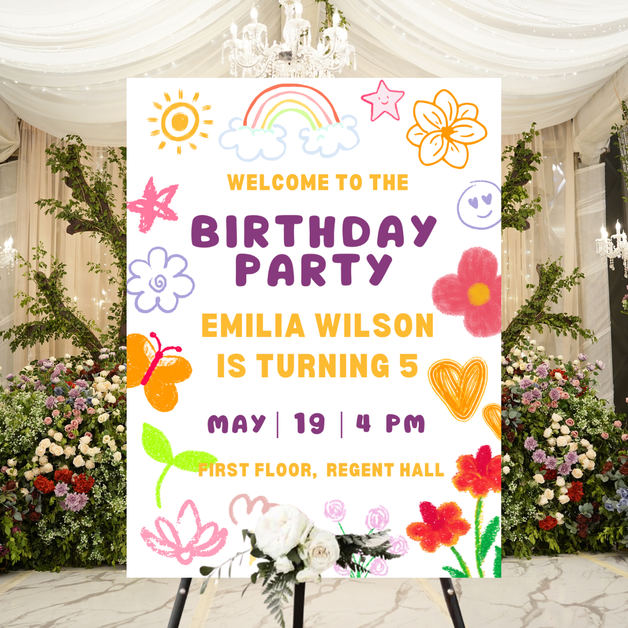 Birthday Welcome Banner - B08 | Chalkboard Banner | Easel Banner