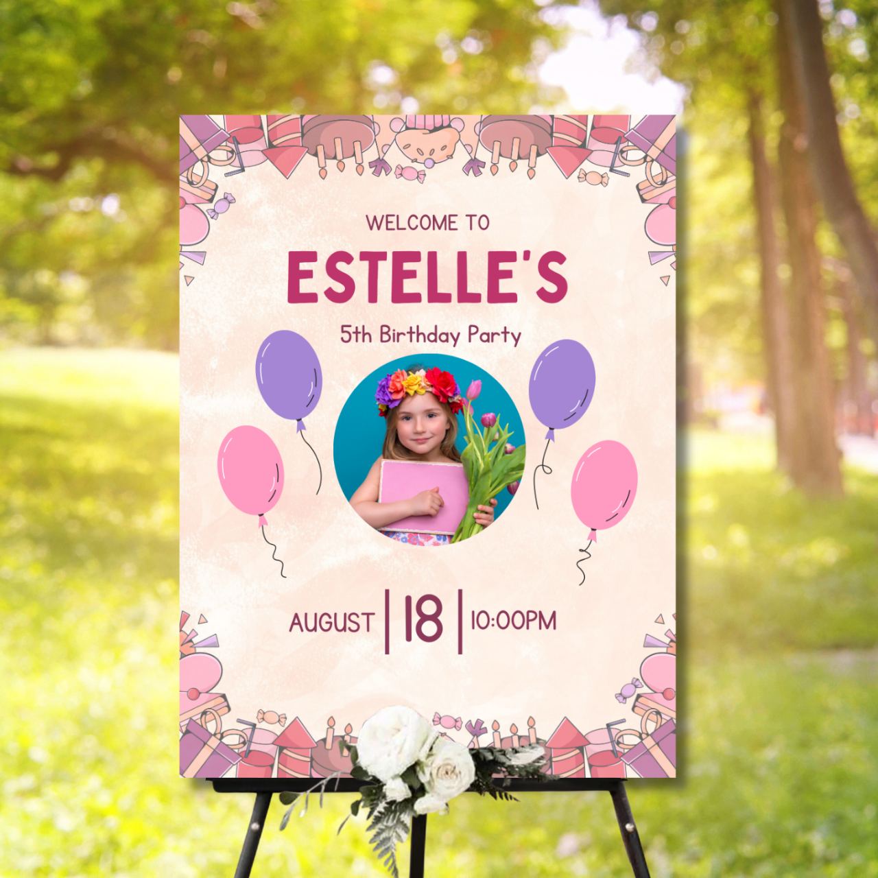 Birthday Welcome Banner - B04 | Chalkboard Banner | Easel Banner