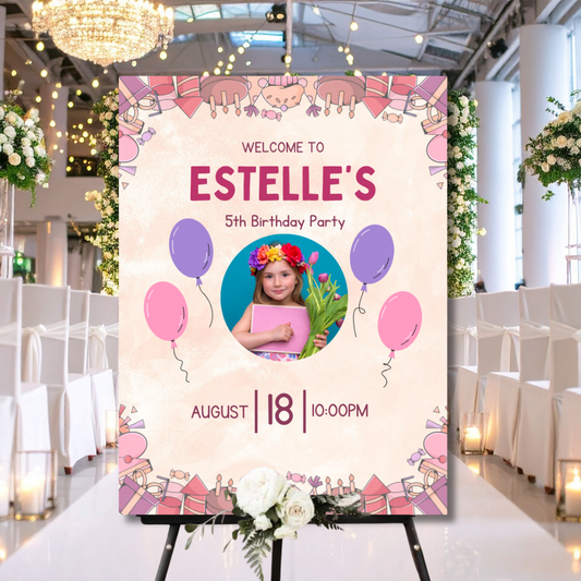 Birthday Welcome Banner - B04 | Chalkboard Banner | Easel Banner
