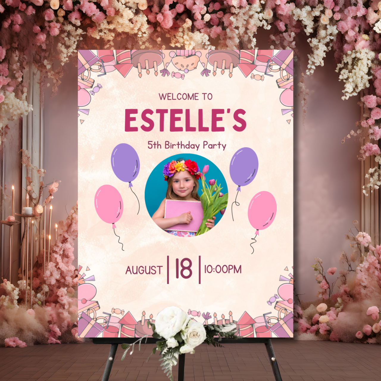 Birthday Welcome Banner - B04 | Chalkboard Banner | Easel Banner