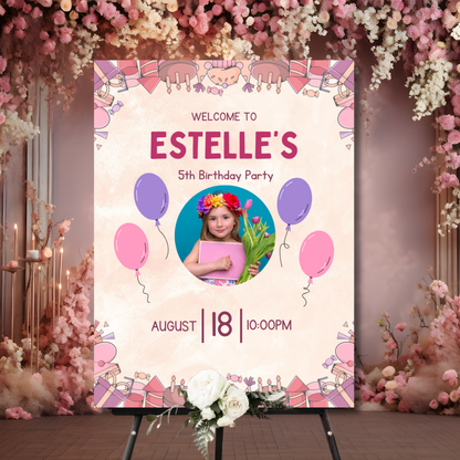 Birthday Welcome Banner - B04 | Chalkboard Banner | Easel Banner