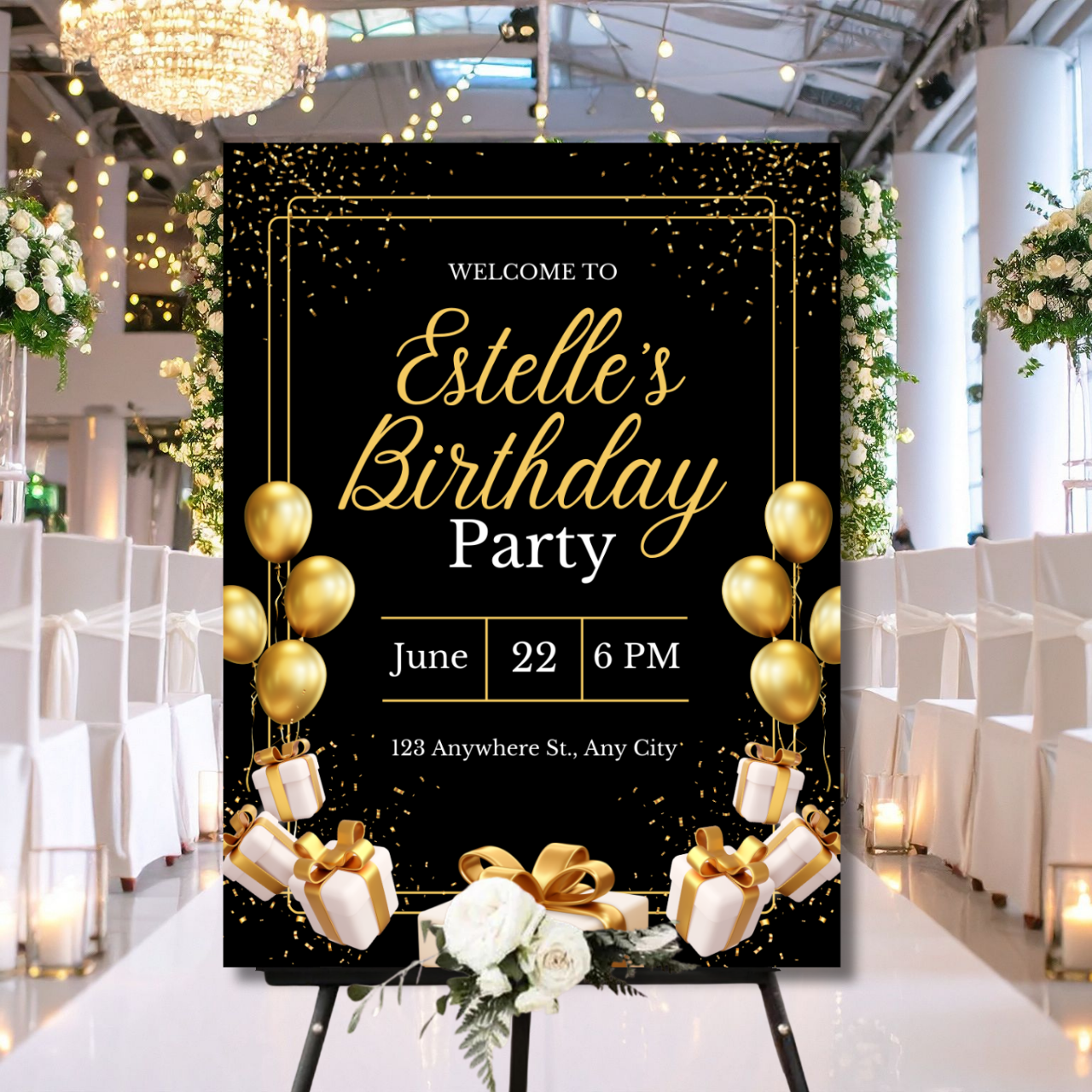 Birthday Welcome Banner - B05 | Chalkboard Banner | Easel Banner