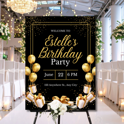 Birthday Welcome Banner - B05 | Chalkboard Banner | Easel Banner