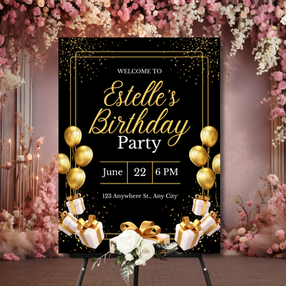Birthday Welcome Banner - B05 | Chalkboard Banner | Easel Banner
