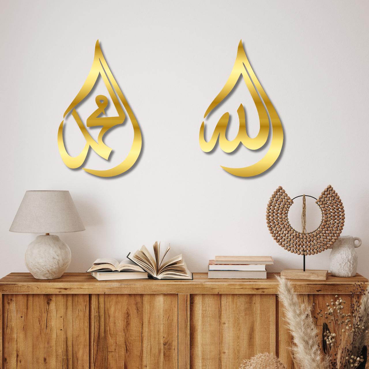 Tear Drop Allah (SWT) & Tear Drop Mohammad (SWA) 3D Wall Art - Set of 2 | Acrylic Wall Decor