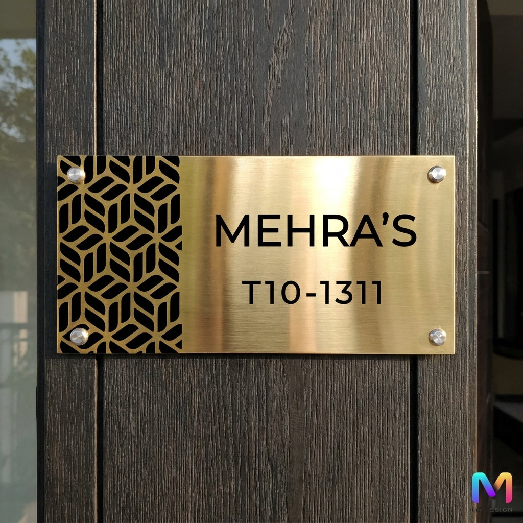 Urban Grove Name Plate - Stainless Steel Name Plate for Home Stainless Steel: Mirror Gold