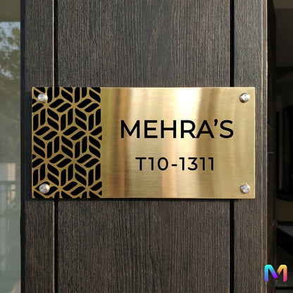 Urban Grove Name Plate - Stainless Steel Name Plate for Home Stainless Steel: Mirror Gold