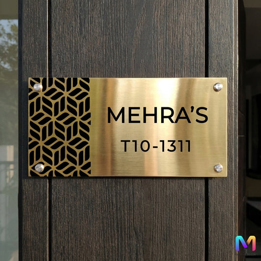 Urban Grove Name Plate - Stainless Steel Name Plate for Home Stainless Steel: Mirror Gold