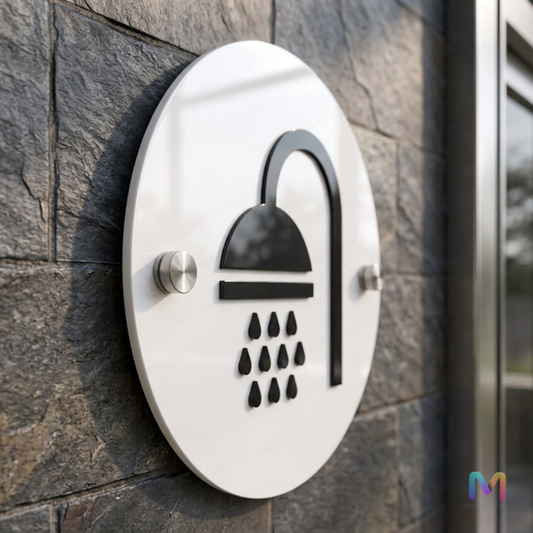 Shower Room Signs in Acrylic, Restroom Signages
