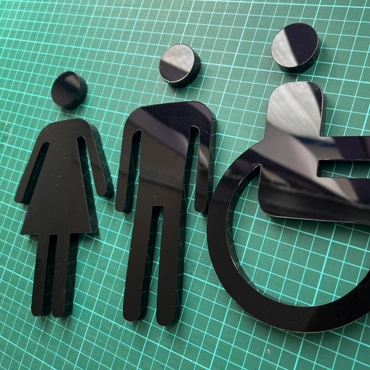 Washroom Signs, Restroom Signs, Washroom Sign Boards in Acrylic Acrylic: Glossy Black