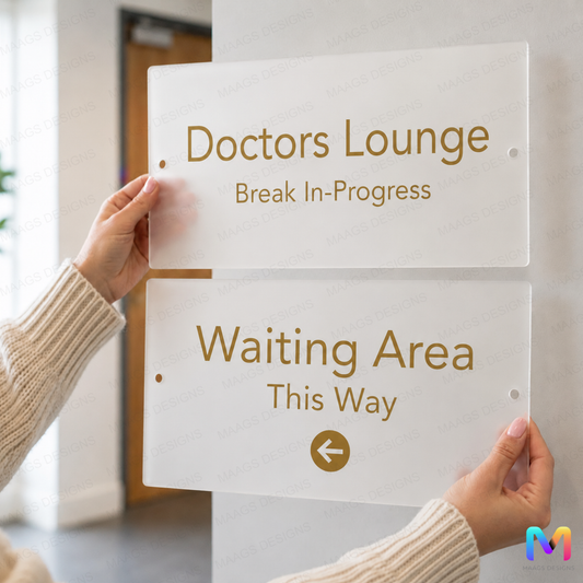 Waiting Area Signages in Frosted Acrylic