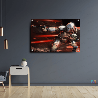 Mandalorian - Grogu in Arm - Star Wars (Premium Acrylic Glass Wall Poster)