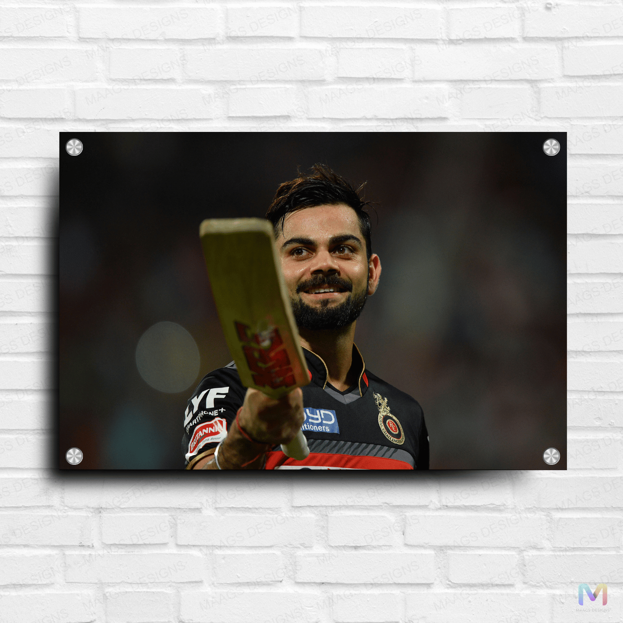 Virat Kohli - RCB - Indian Cricket (Premium Acrylic Glass Wall Poster)