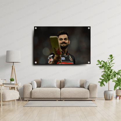 Virat Kohli - RCB - Indian Cricket (Premium Acrylic Glass Wall Poster)