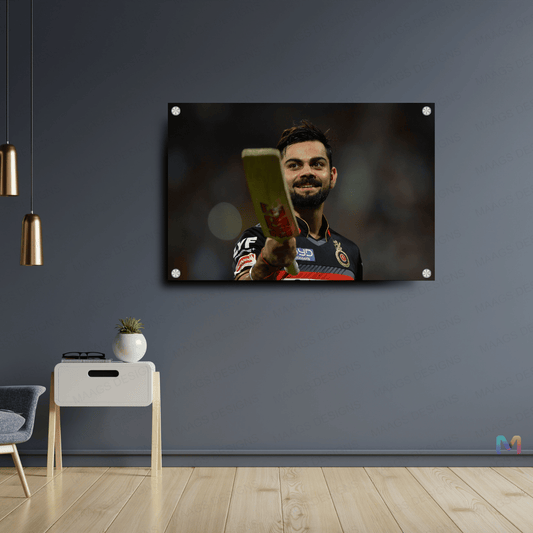 Maags Designs: Virat Kohli - RCB - Indian Cricket (Premium Acrylic Wall Poster)