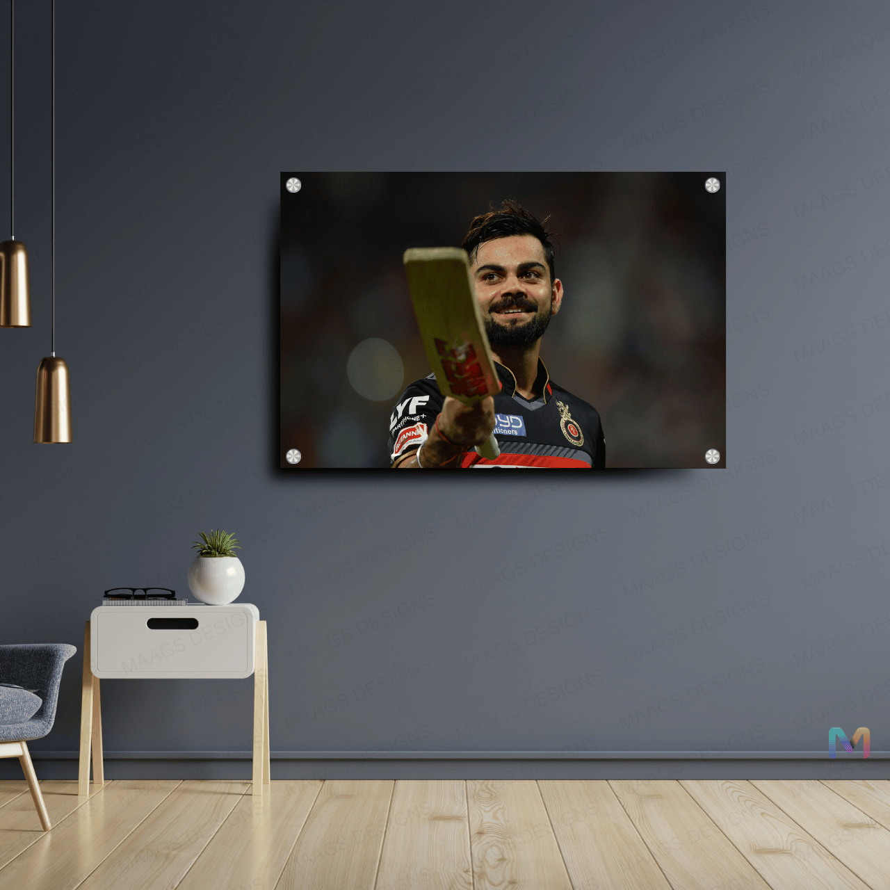 Virat Kohli - RCB - Indian Cricket (Premium Acrylic Glass Wall Poster)