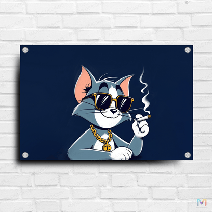 Cartoon: Cool Tom - Tom and Jerry (Premium Acrylic Glass Wall Poster)