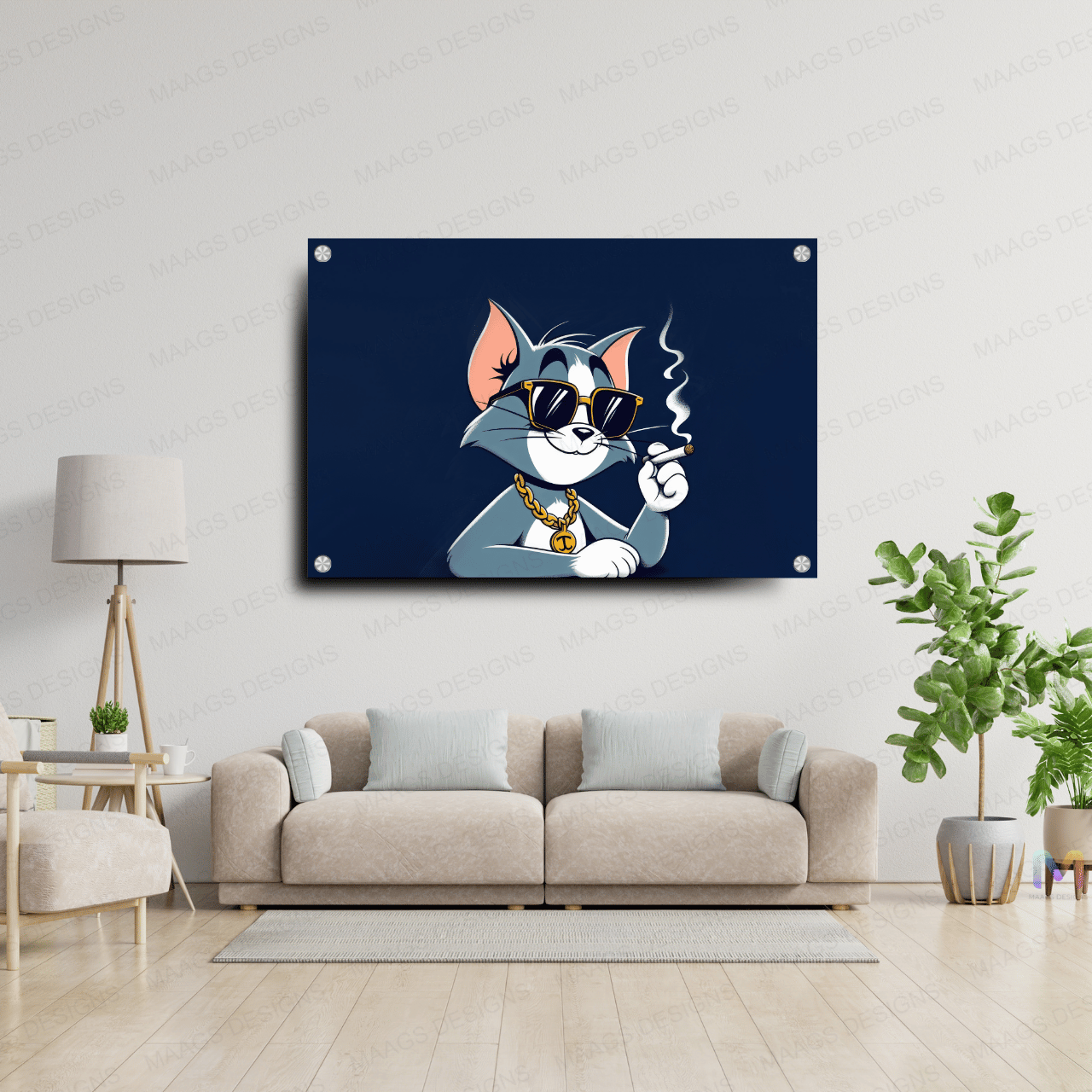 Cartoon: Cool Tom - Tom and Jerry (Premium Acrylic Glass Wall Poster)