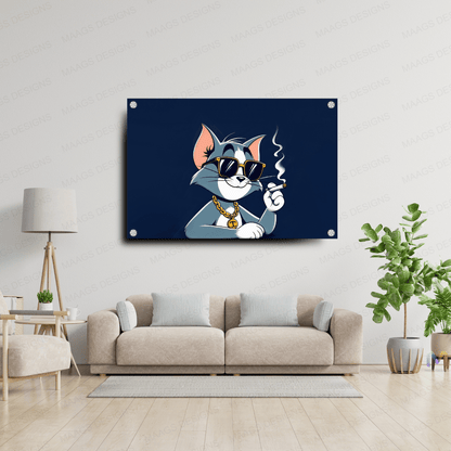 Cartoon: Cool Tom - Tom and Jerry (Premium Acrylic Glass Wall Poster)