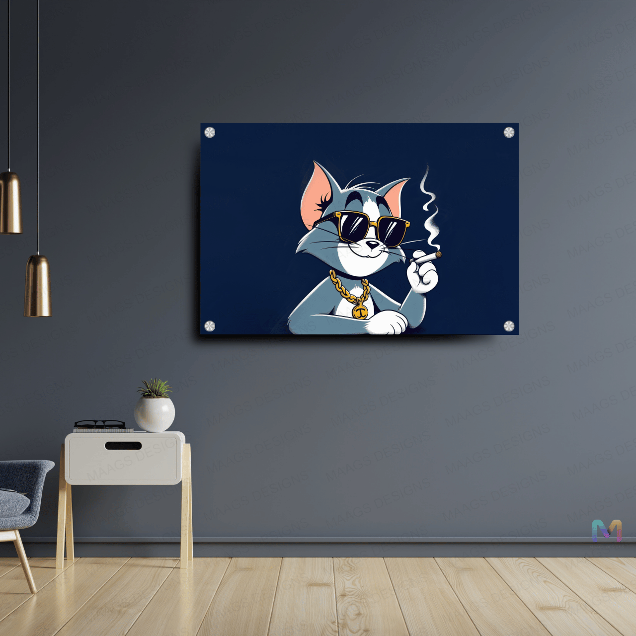 Cartoon: Cool Tom - Tom and Jerry (Premium Acrylic Glass Wall Poster)