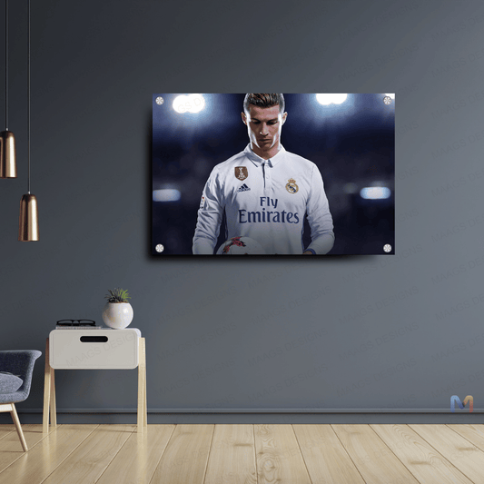 Maags Designs: Cristiano Ronaldo - Football (Premium Acrylic Wall Poster) | Football Wall Posters