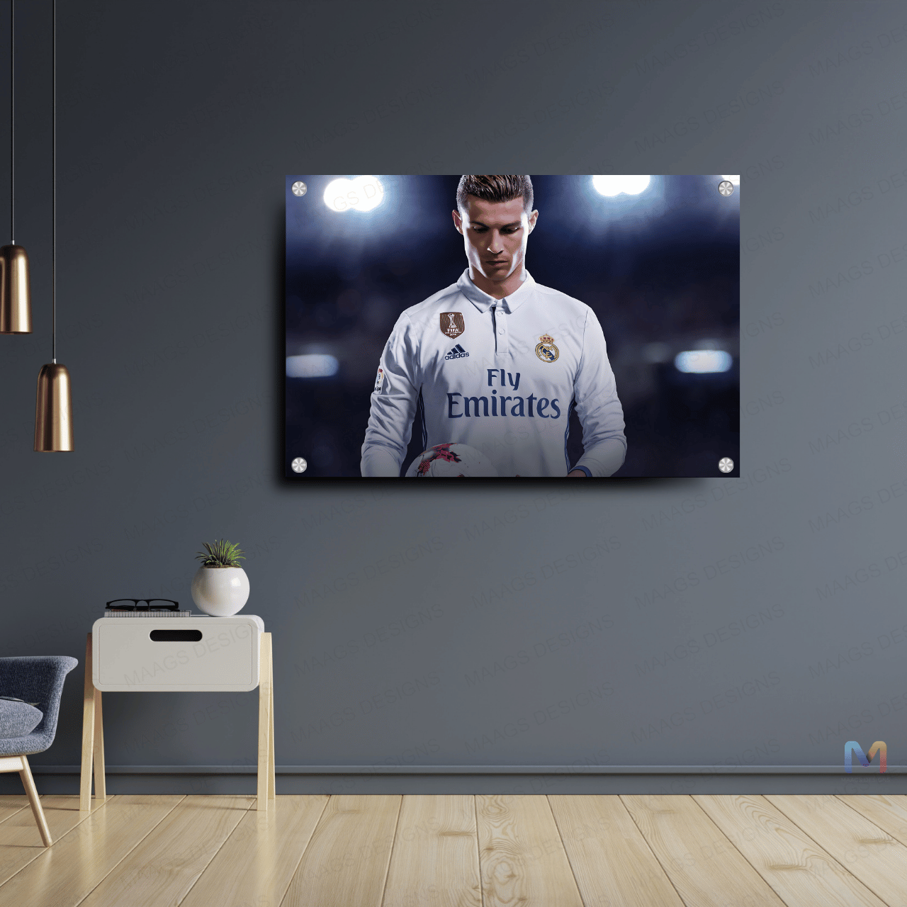 Cristiano Ronaldo - Football (Premium Acrylic Wall Poster) | Football Wall Posters