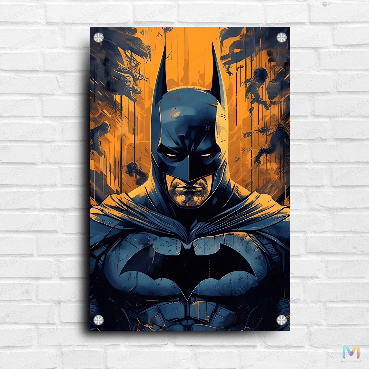 Maags Designs: Batman - Yellow Black Portrait (Premium Acrylic Wall Poster)