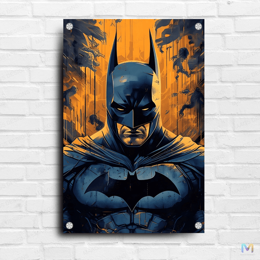 Batman - Yellow Black Portrait (Premium Acrylic Glass Wall Poster)