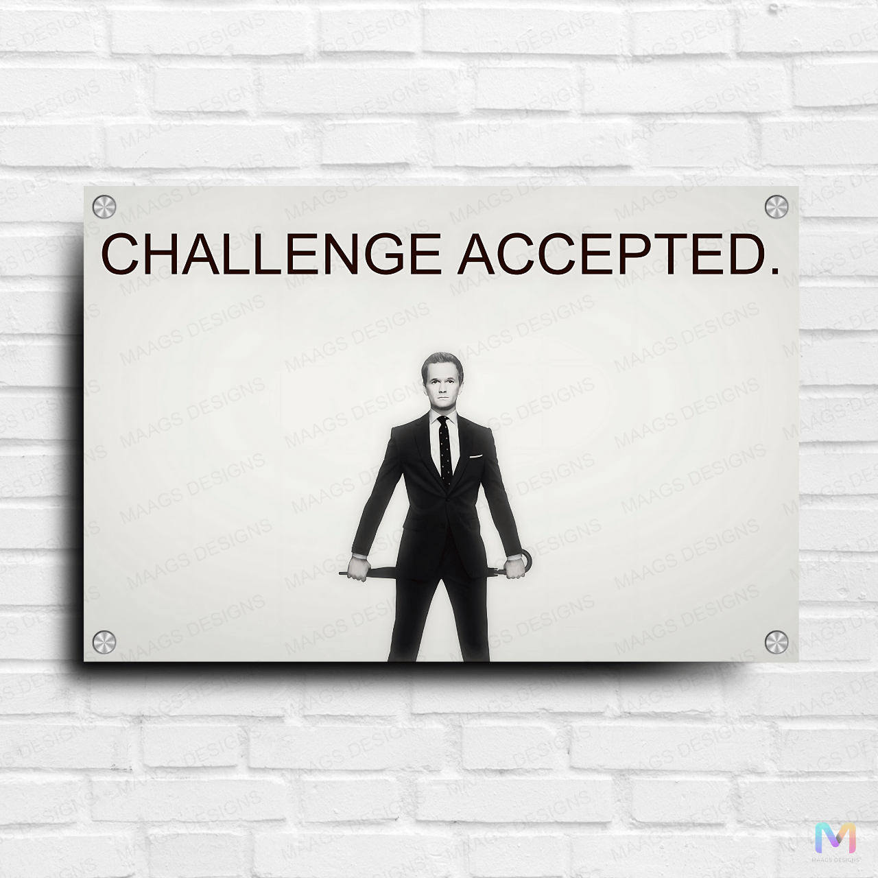 Barney Stinson: Challenge Accepted - How I Met Your Mother (Premium Acrylic Glass Wall Poster)