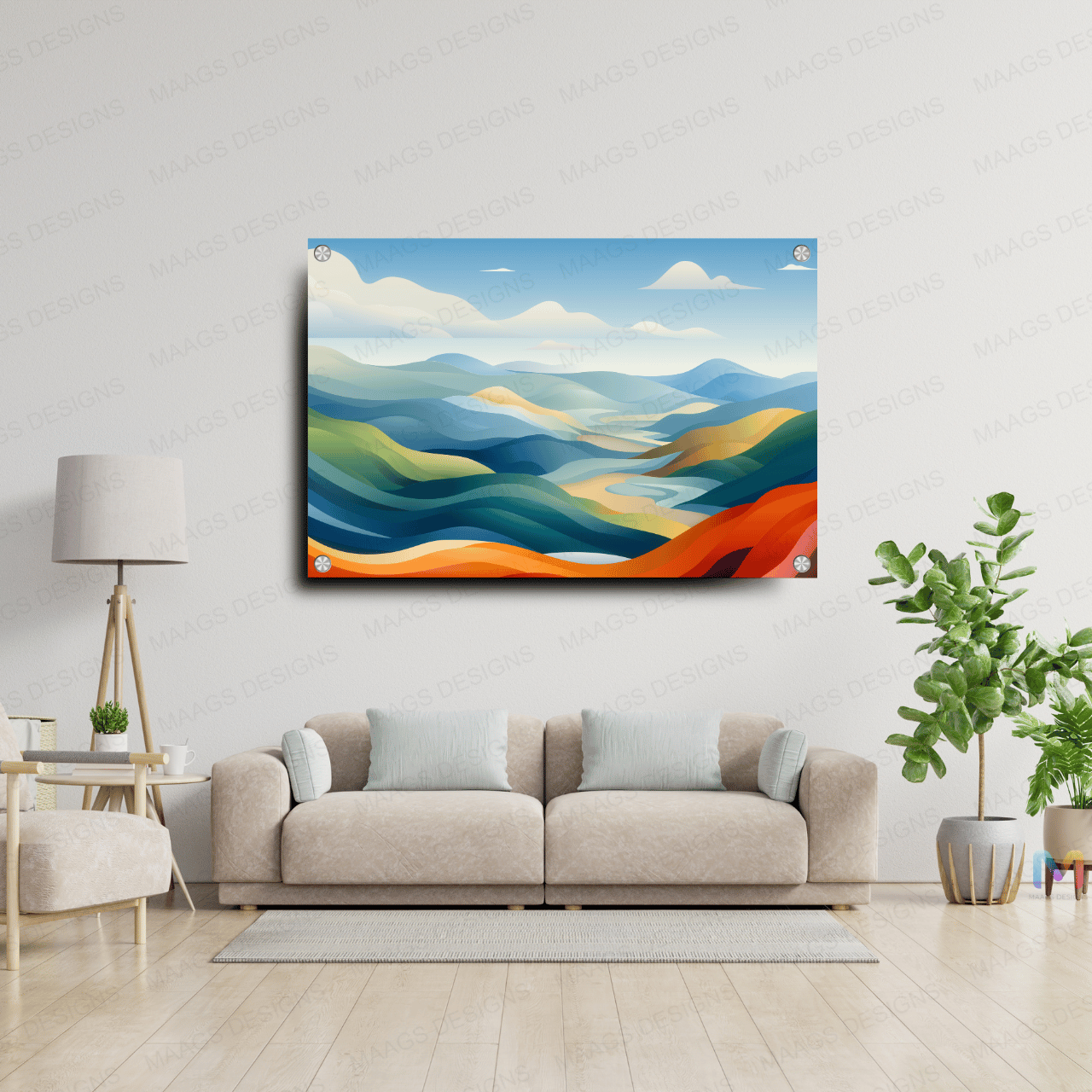 Sky Waves - Abstract (Premium Acrylic Glass Wall Poster)