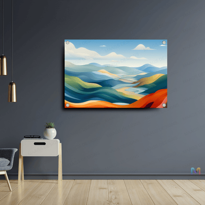 Sky Waves - Abstract (Premium Acrylic Glass Wall Poster)