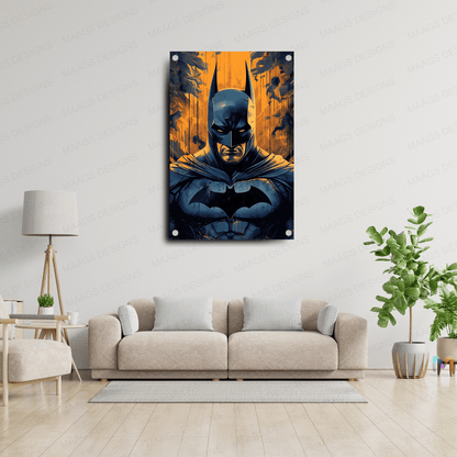 Batman - Yellow Black Portrait (Premium Acrylic Glass Wall Poster)