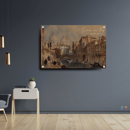 City Landscape Painting (Premium Acrylic Glass Wall Poster) | City Wall Posters