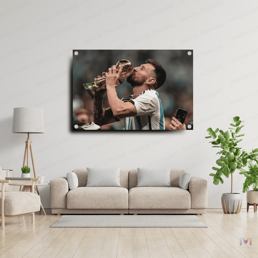 Maags Designs: Lionel Messi - Football (Premium Acrylic Wall Poster) | Football Wall Posters