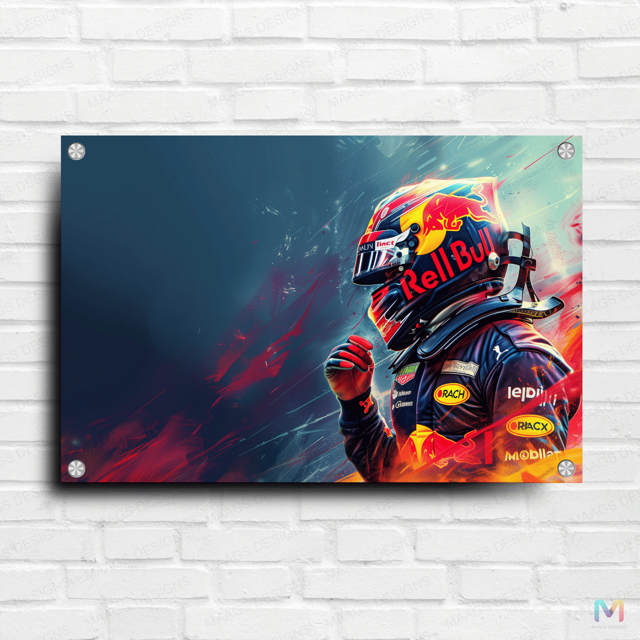 Maags Designs: Formula 1 Racing - Max Verstappen - Abstract (Premium Acrylic Wall Poster)