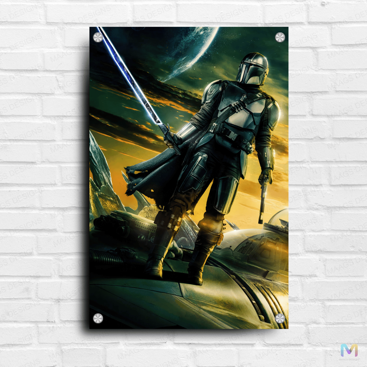 Maags Designs: Mandalorian - Blacksaber - Star Wars (Premium Acrylic Wall Poster)