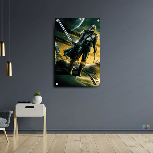 Maags Designs: Mandalorian - Blacksaber - Star Wars (Premium Acrylic Wall Poster)