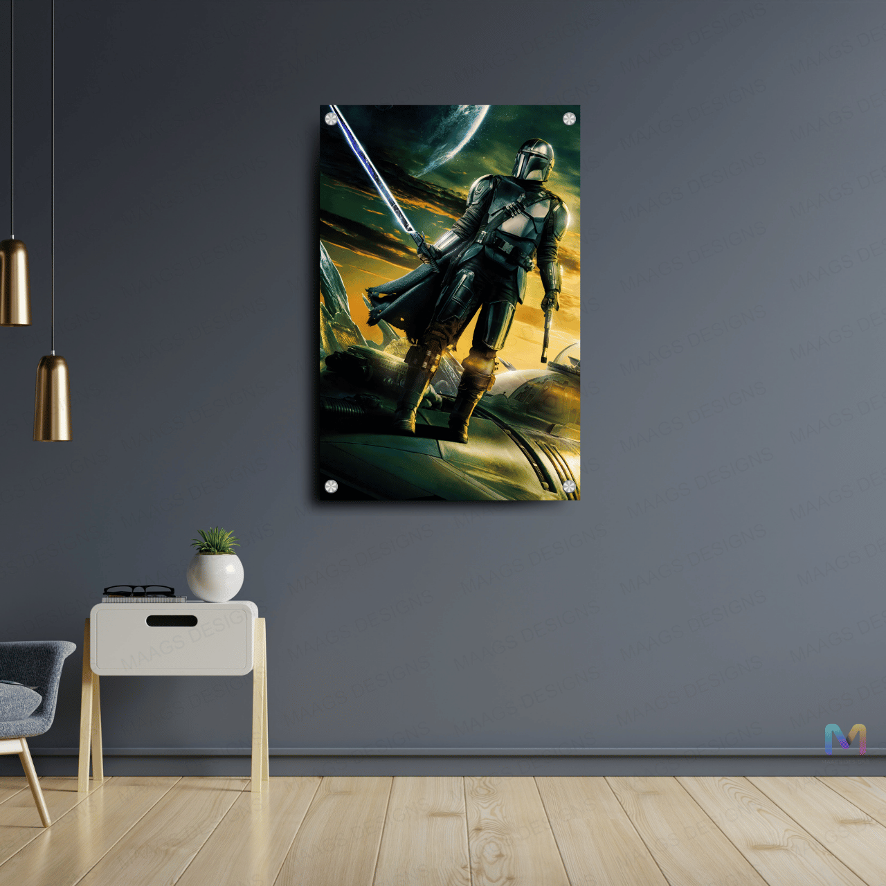 Mandalorian - Blacksaber - Star Wars (Premium Acrylic Glass Wall Poster)