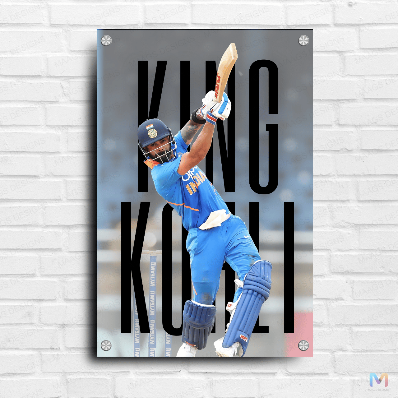 Maags Designs: Virat Kohli - King Kohli - Indian Cricket (Premium Acrylic Wall Poster)