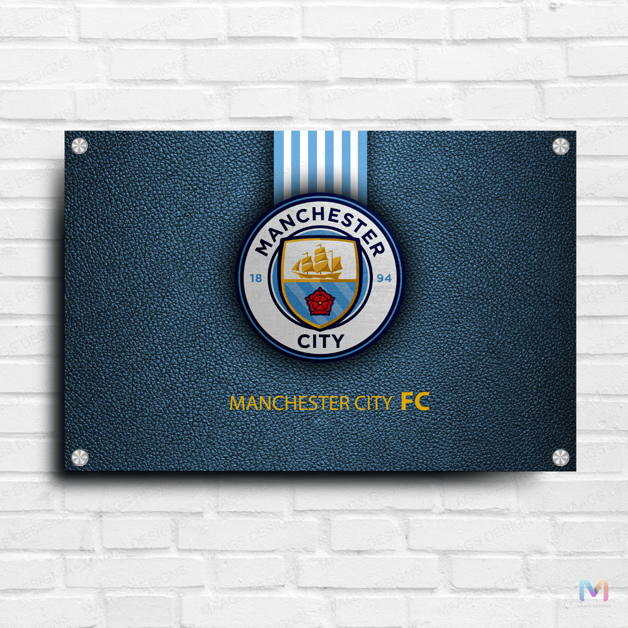 Maags Designs: Manchester City - Football Club - Symbol (Premium Acrylic Wall Poster) | Football Wall Posters