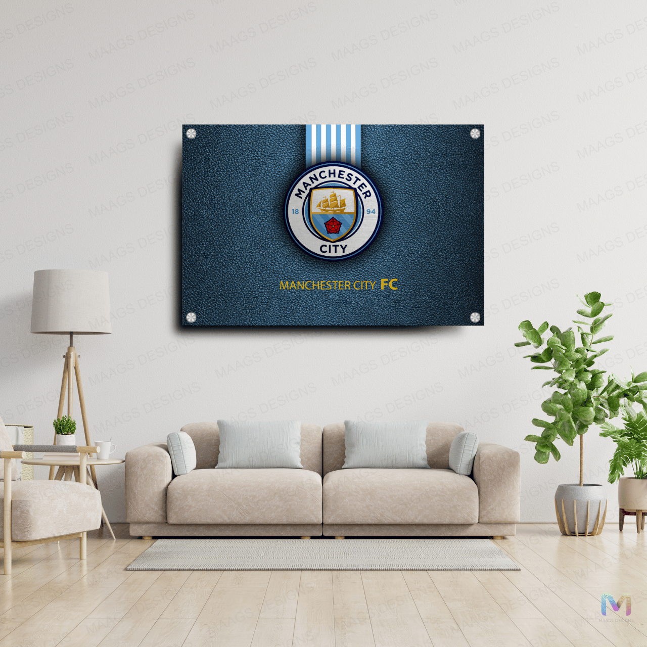 Manchester City - Football Club - Symbol (Premium Acrylic Wall Poster) | Football Wall Posters