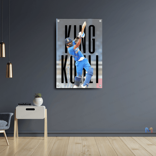 Maags Designs: Virat Kohli - King Kohli - Indian Cricket (Premium Acrylic Wall Poster)
