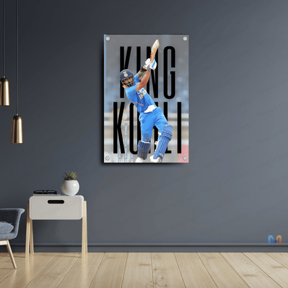 Virat Kohli - King Kohli - Indian Cricket (Premium Acrylic Glass Wall Poster)