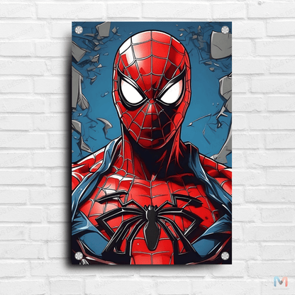 Spider-Man - Vintage Red Blue (Premium Acrylic Glass Wall Poster)