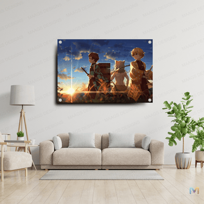 Demon Slayer - In the Fields at Dawn (Premium Acrylic Glass Wall Poster)